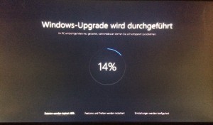 Der Intallationsdildschirm von Windows 10