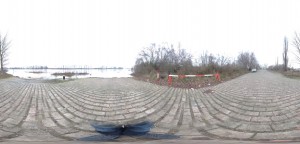 Hochwasser an der Natostraße in Lampertheim aufgenommen mit der 360° App für das iPhone