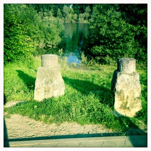 Hochwasser auf dem Biedensand in Lampertheim. Aufgenommen mit der Hipstamatic am 07.06.2013