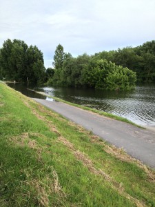 Biedensandparkplatz in Lampertheim steht komplett unter Wasser