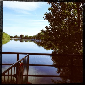 Hochwasser auf dem Biedensand in Lampertheim. Aufgenommen mit der Hipstamatic am 16.06.2013
