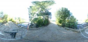 360-Rheinbrücke Lampertheim bei Hochwasser